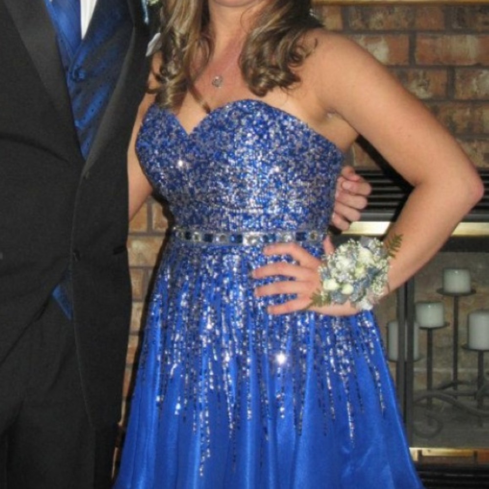 Sherri Hill Blue Prom Dress - Picture 3 of 6